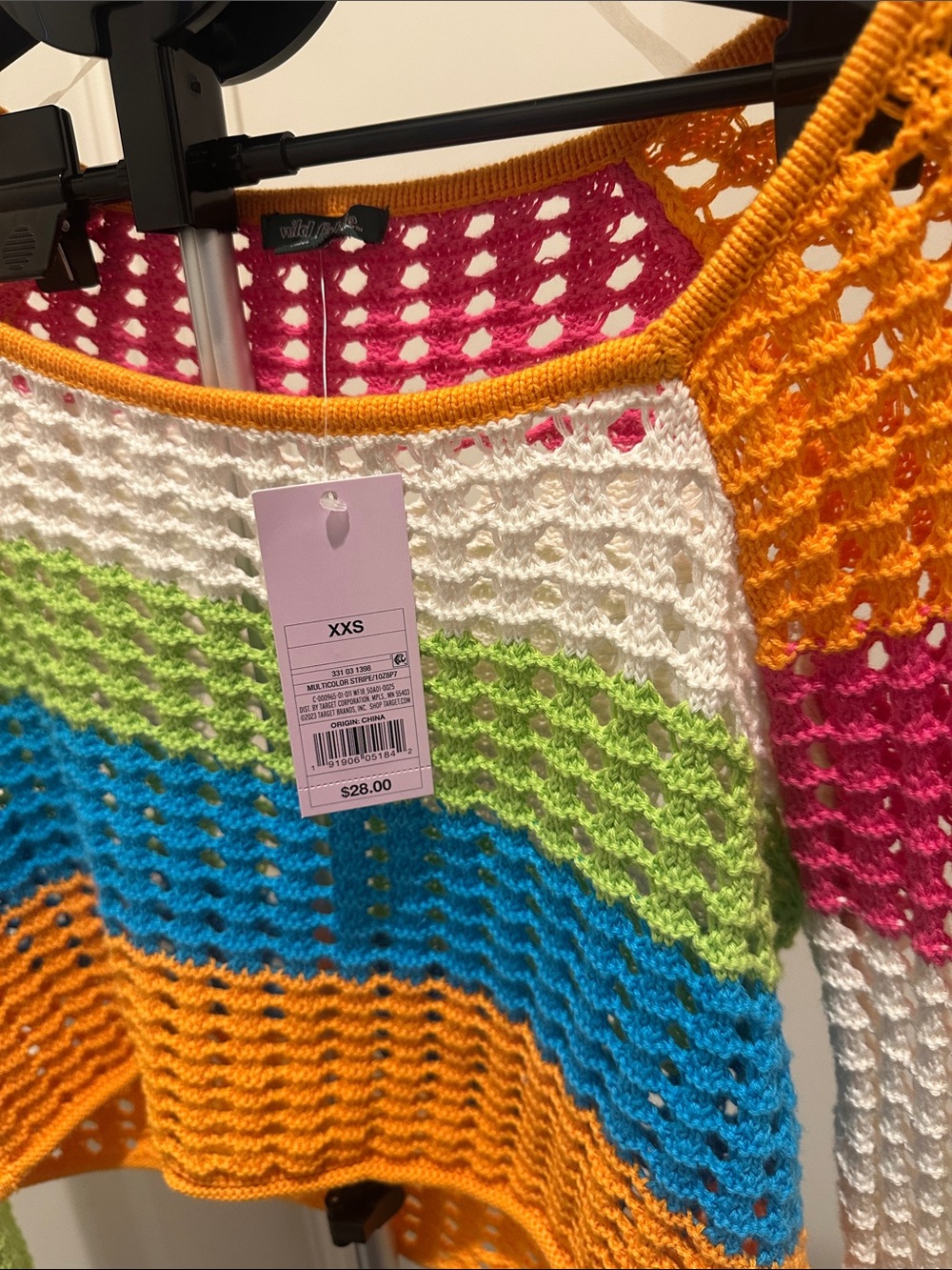 Wild Fable Multicolor Crochet Crop Top - Orange, Blue, Green, Pink, White - Picture 4 of 4